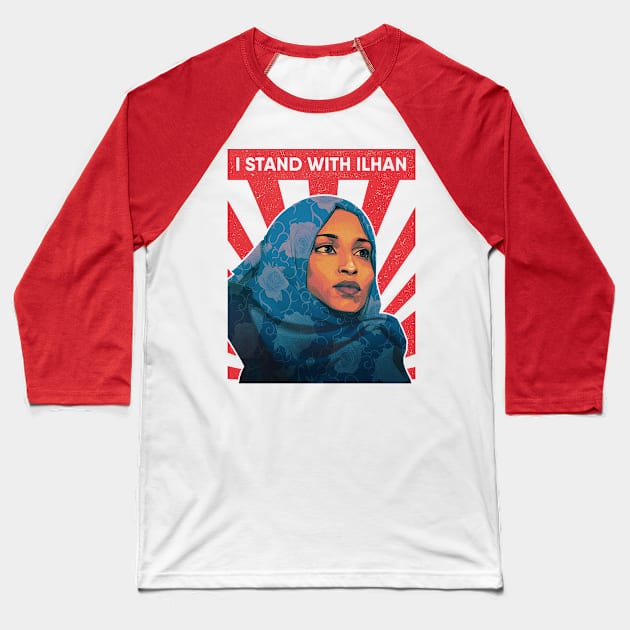 I Stand With Ilhan Omar Baseball T-Shirt by Punk Flyer Archive